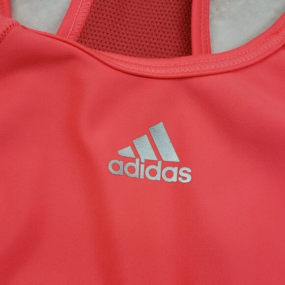 Adidas Mesh Lined Racerback Sports Bra Neon Orange Techfit Control Size S - Picture 3 of 11